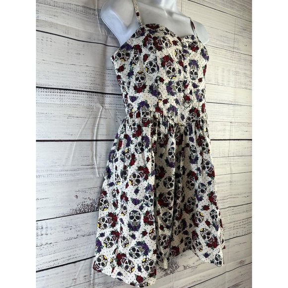 Hell Bunny Dress Day of Dead Sugar Skulls Women's M Sleeveless Rockabilly - Picture 2 of 12